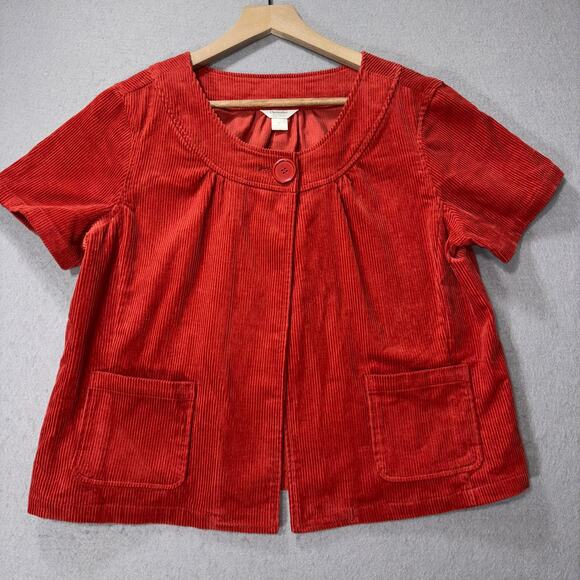 Christopher Banks Corduroy Top M Orange Corduroy Button Boho Cottage Retro - Picture 1 of 6